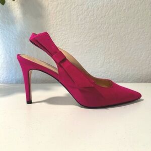 Jessica Simpson Slingback Pointed Toe Bow Accent Fuchsia Heels Size 10